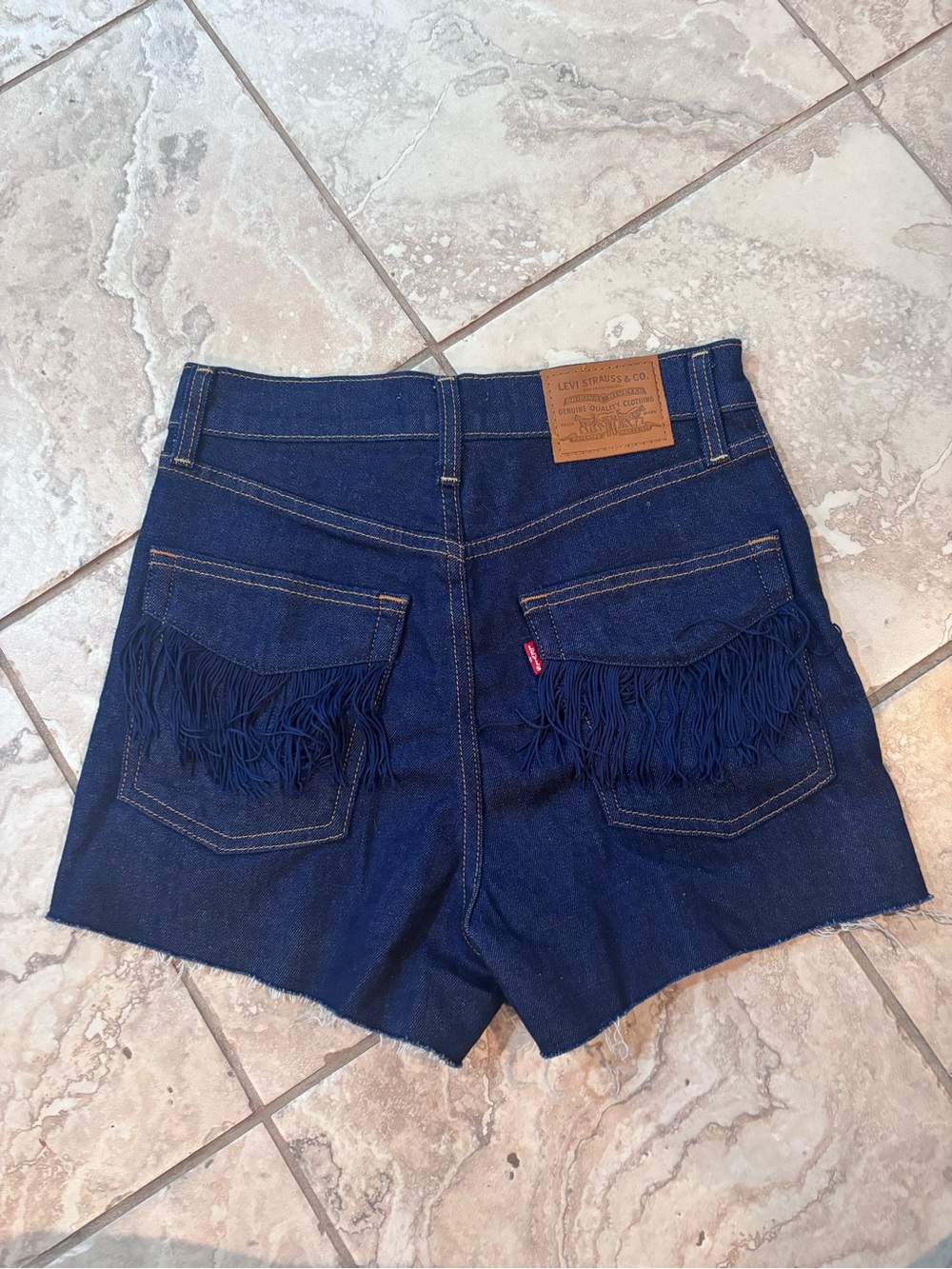Levi's Ribcage Denim Fringe Shorts